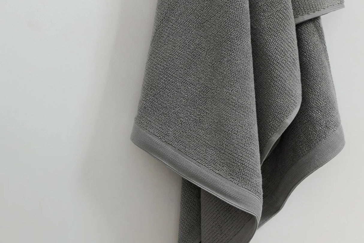 Pure Cotton Hand Towel - Rib, Grey