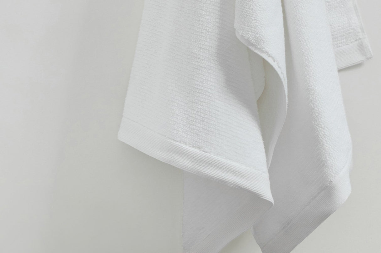 Pure Cotton Hand Towel - Rib, White