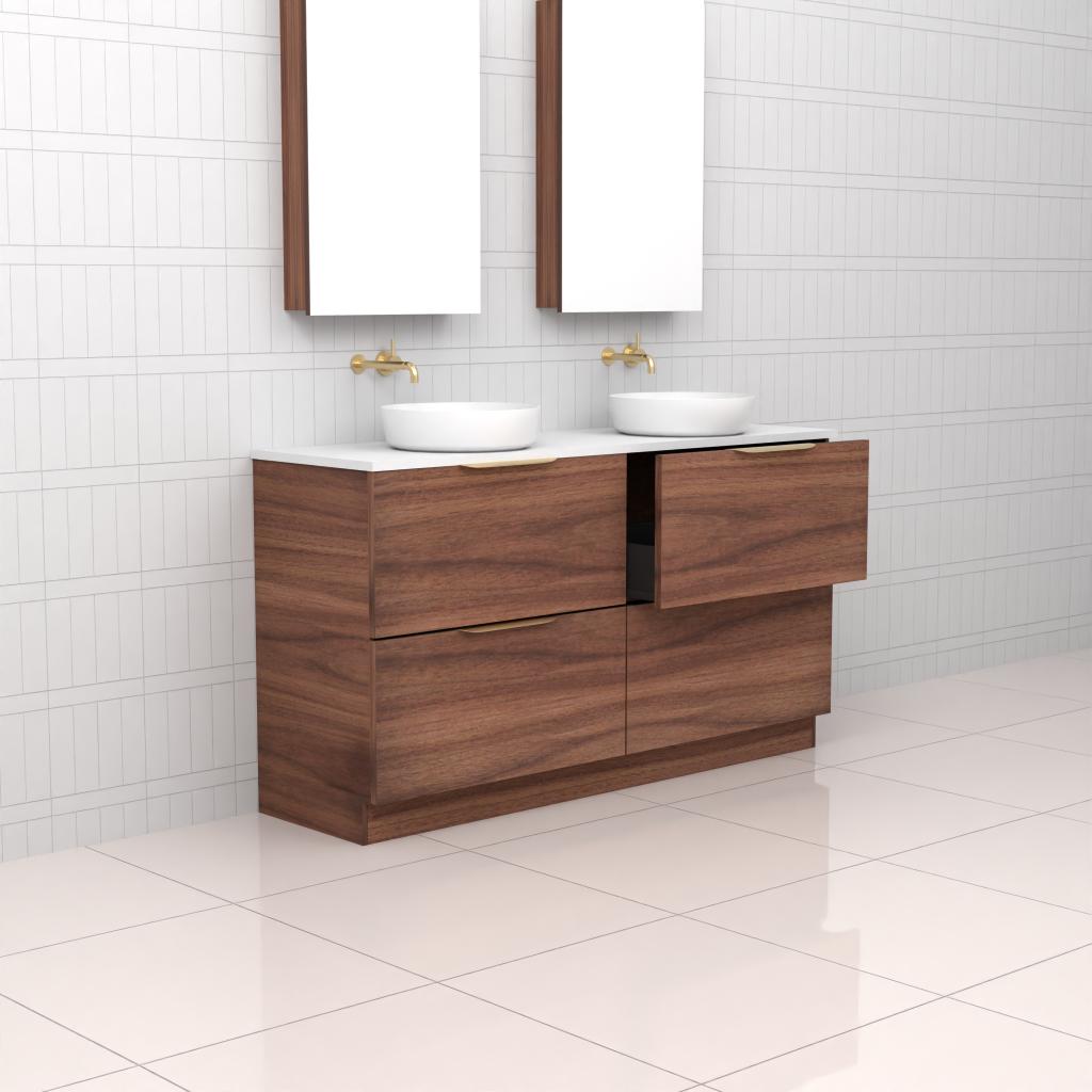 Celeste Duo - 1500mm Walnut Freestanding Vanity
