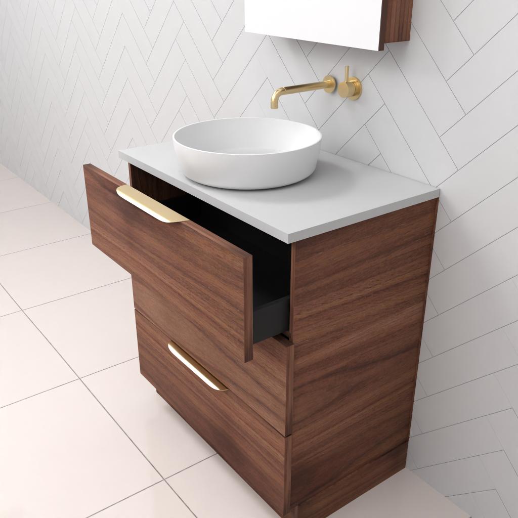Celeste Trio - 750mm Walnut Freestanding Vanity