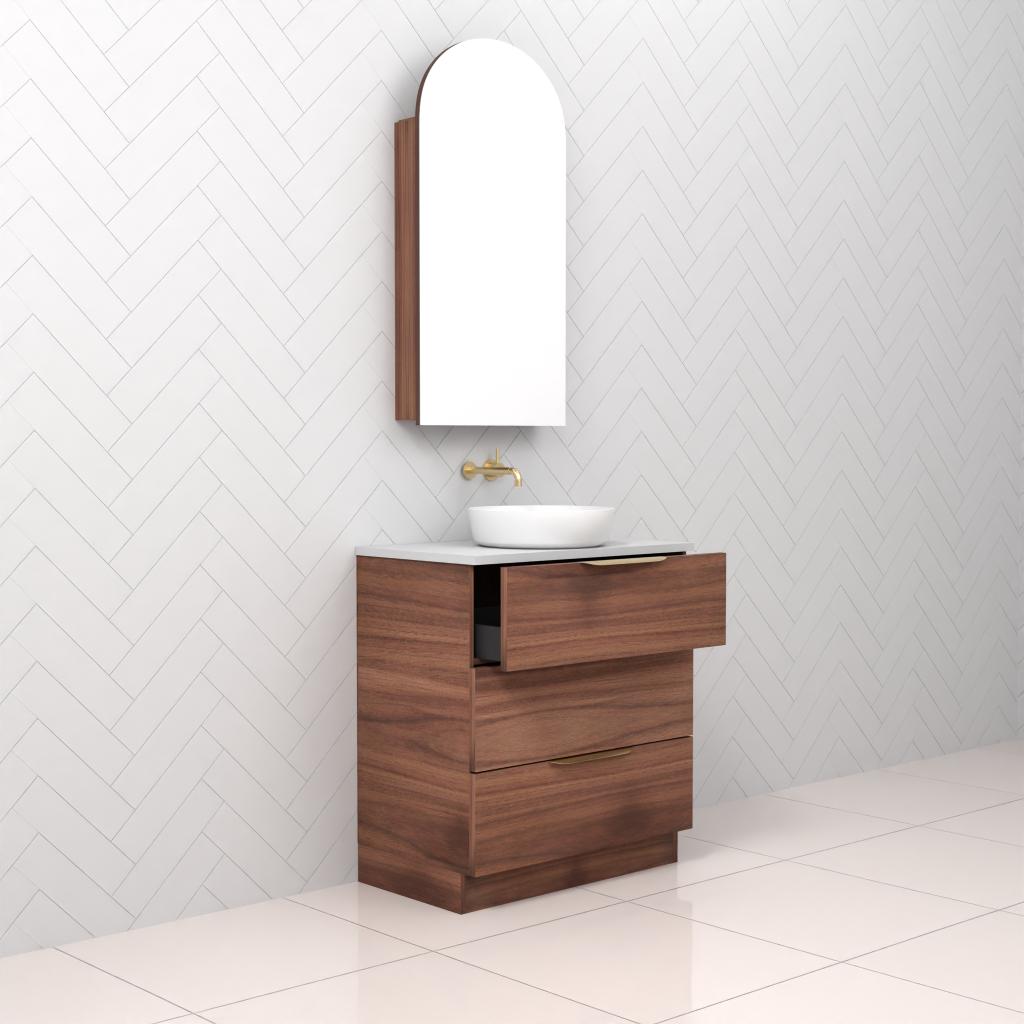 Celeste Trio - 750mm Walnut Freestanding Vanity