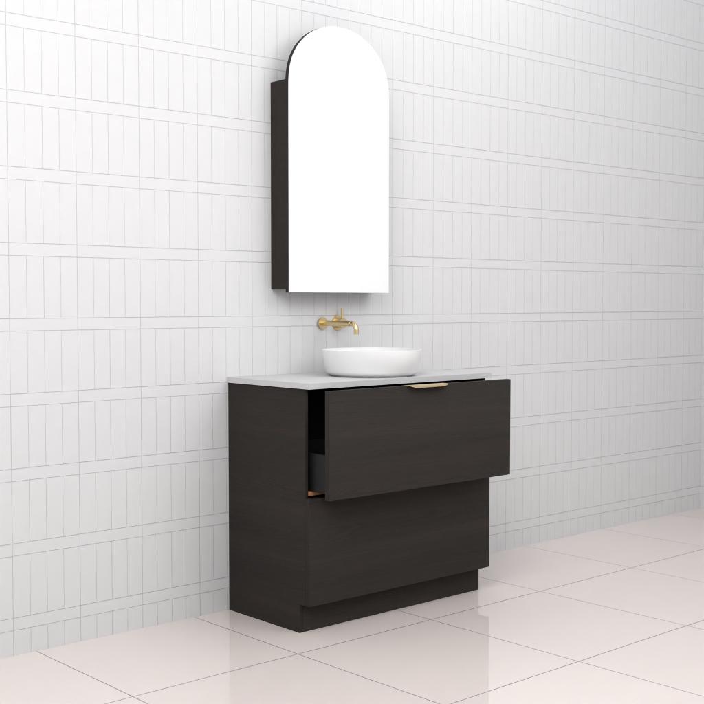Celeste Duo - 900mm Smoked Onyx Freestanding Vanity