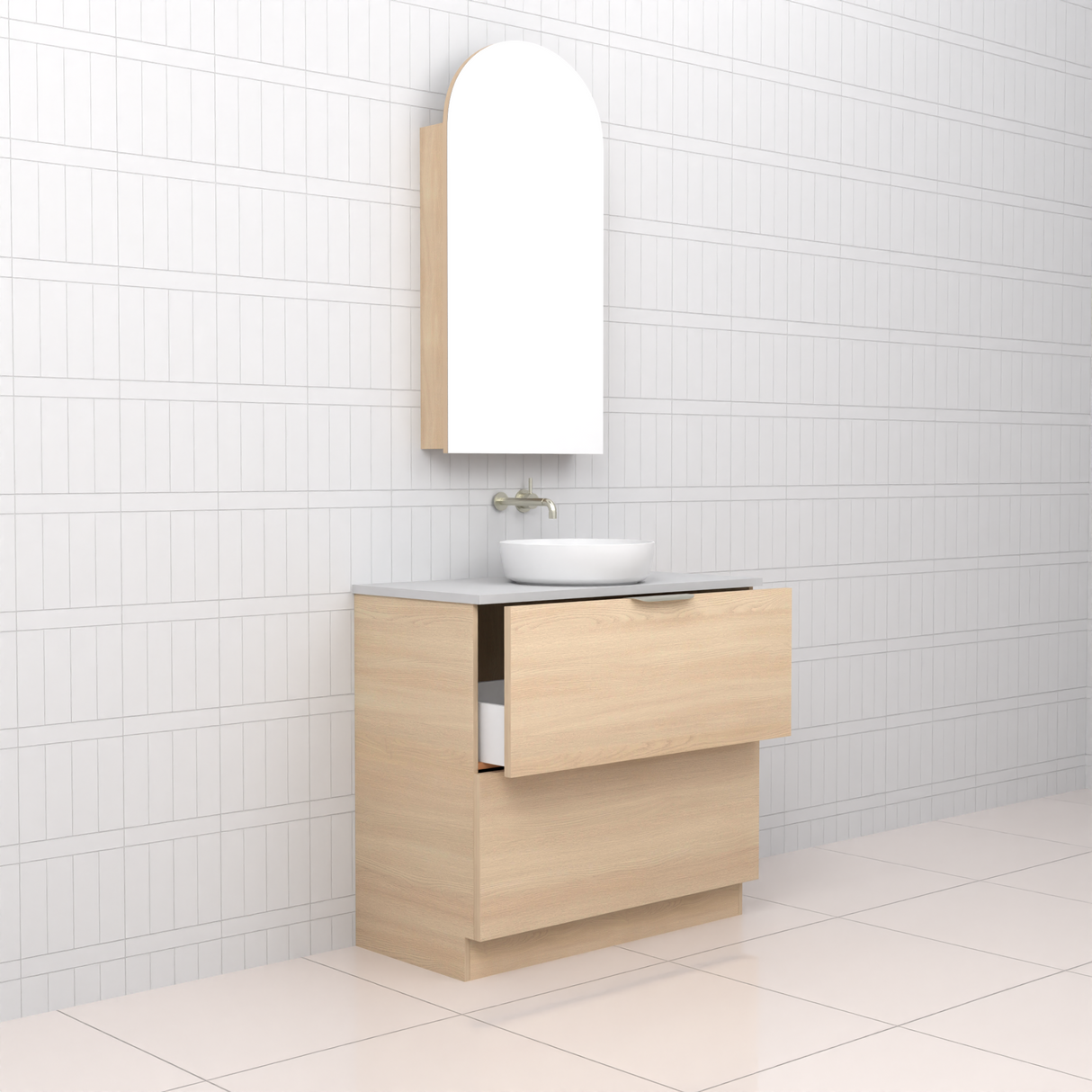 Celeste Duo - 900mm Vero Oak Freestanding Vanity