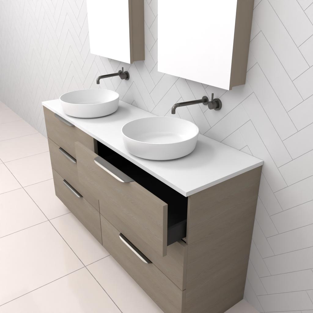 Celeste Trio - 1500mm Smoked Ash Freestanding Vanity
