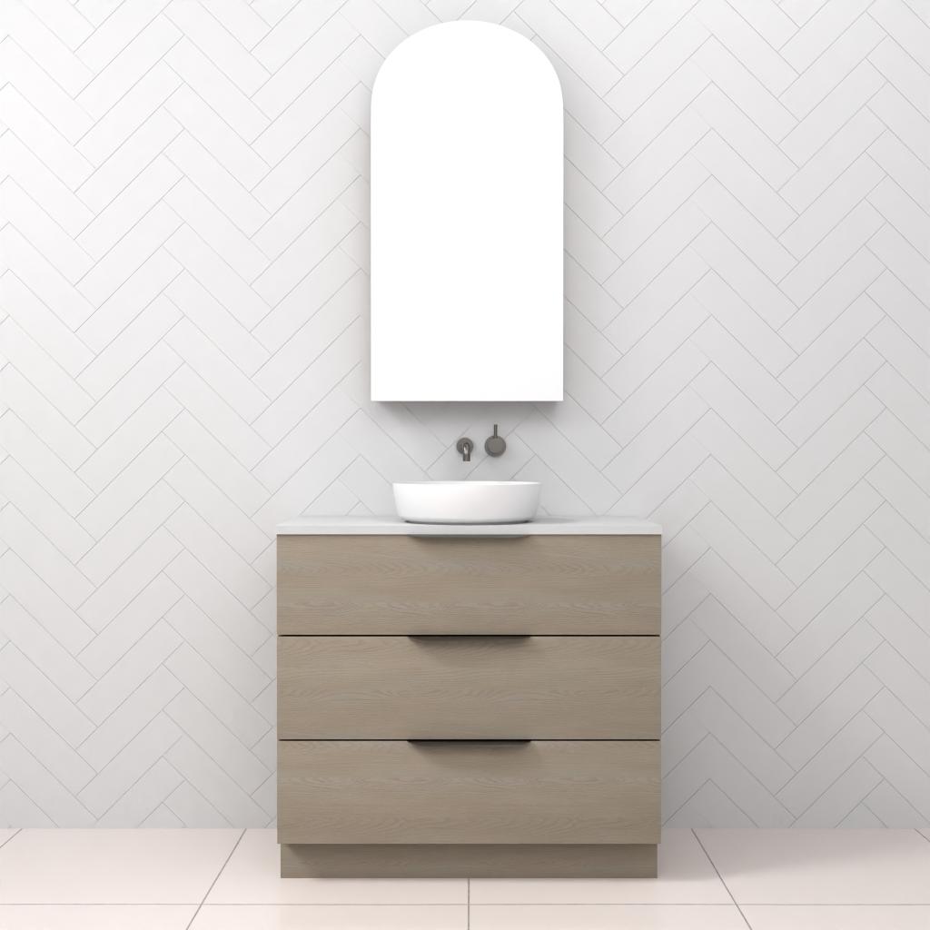 Celeste Trio - 900mm Smoked Ash Freestanding Vanity