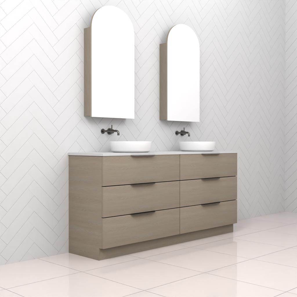 Celeste Trio - 1800mm Smoked Ash Freestanding Vanity