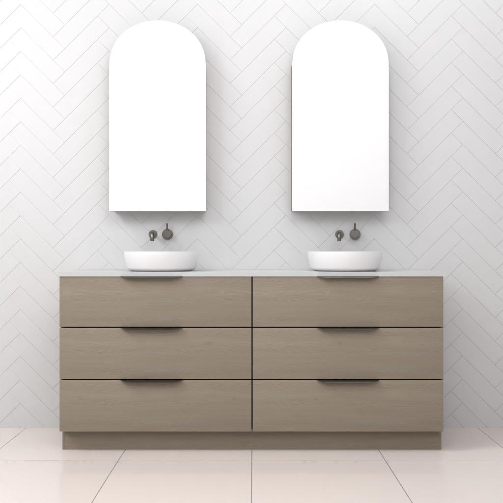 Celeste Trio - 1800mm Smoked Ash Freestanding Vanity