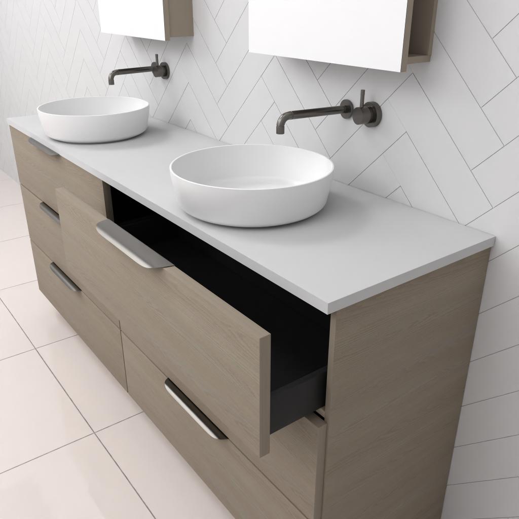 Celeste Trio - 1800mm Smoked Ash Freestanding Vanity