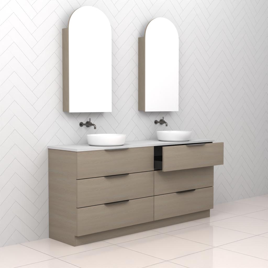 Celeste Trio - 1800mm Smoked Ash Freestanding Vanity