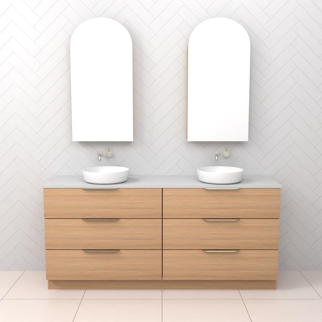 Celeste Trio - 1800mm Nordic Oak Freestanding Vanity