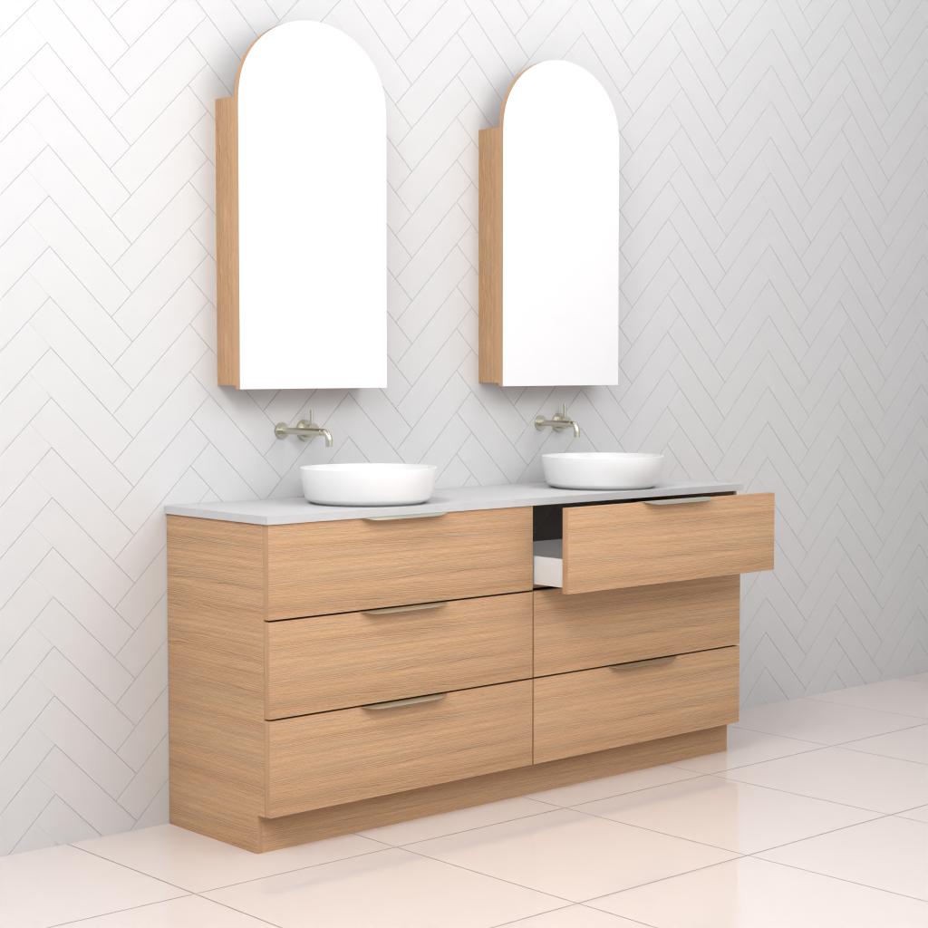 Celeste Trio - 1800mm Nordic Oak Freestanding Vanity