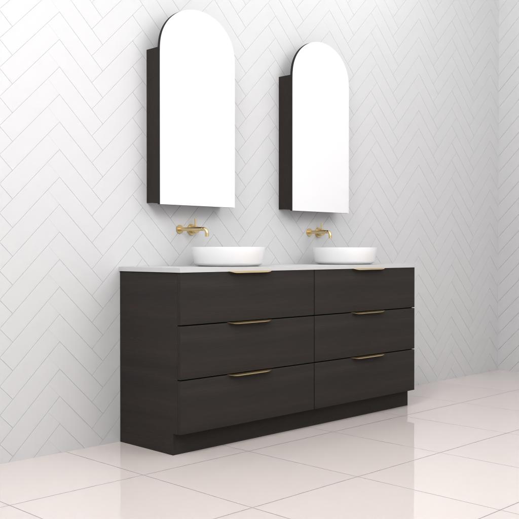Celeste Trio - 1800mm Smoked Onyx Freestanding Vanity