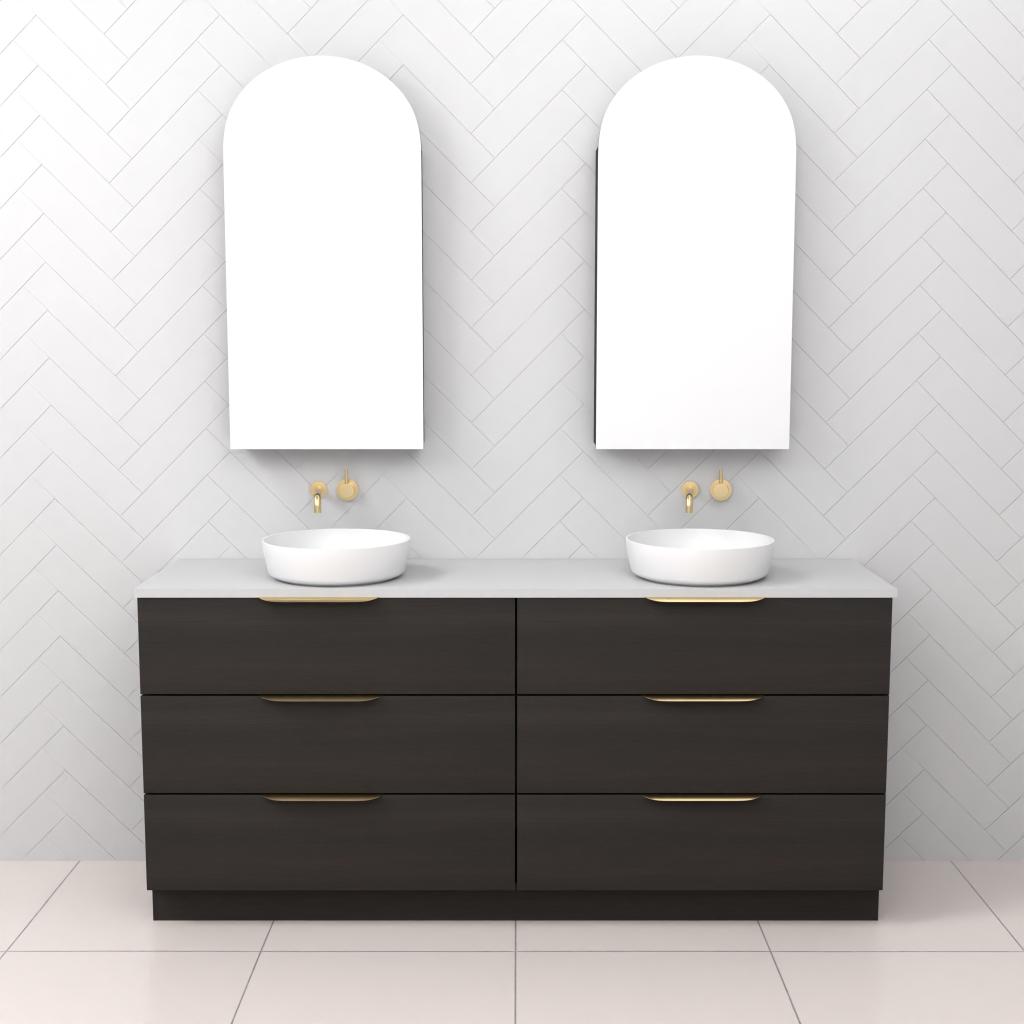 Celeste Trio - 1800mm Smoked Onyx Freestanding Vanity