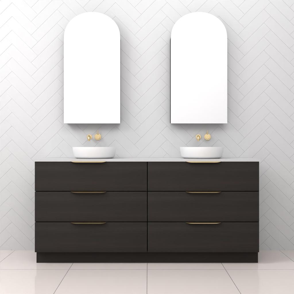 Celeste Trio - 1800mm Smoked Onyx Freestanding Vanity