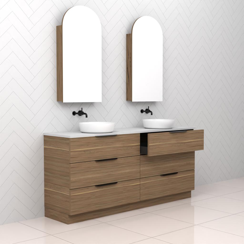 Celeste Trio - 1800mm Tuscan Oak Freestanding Vanity