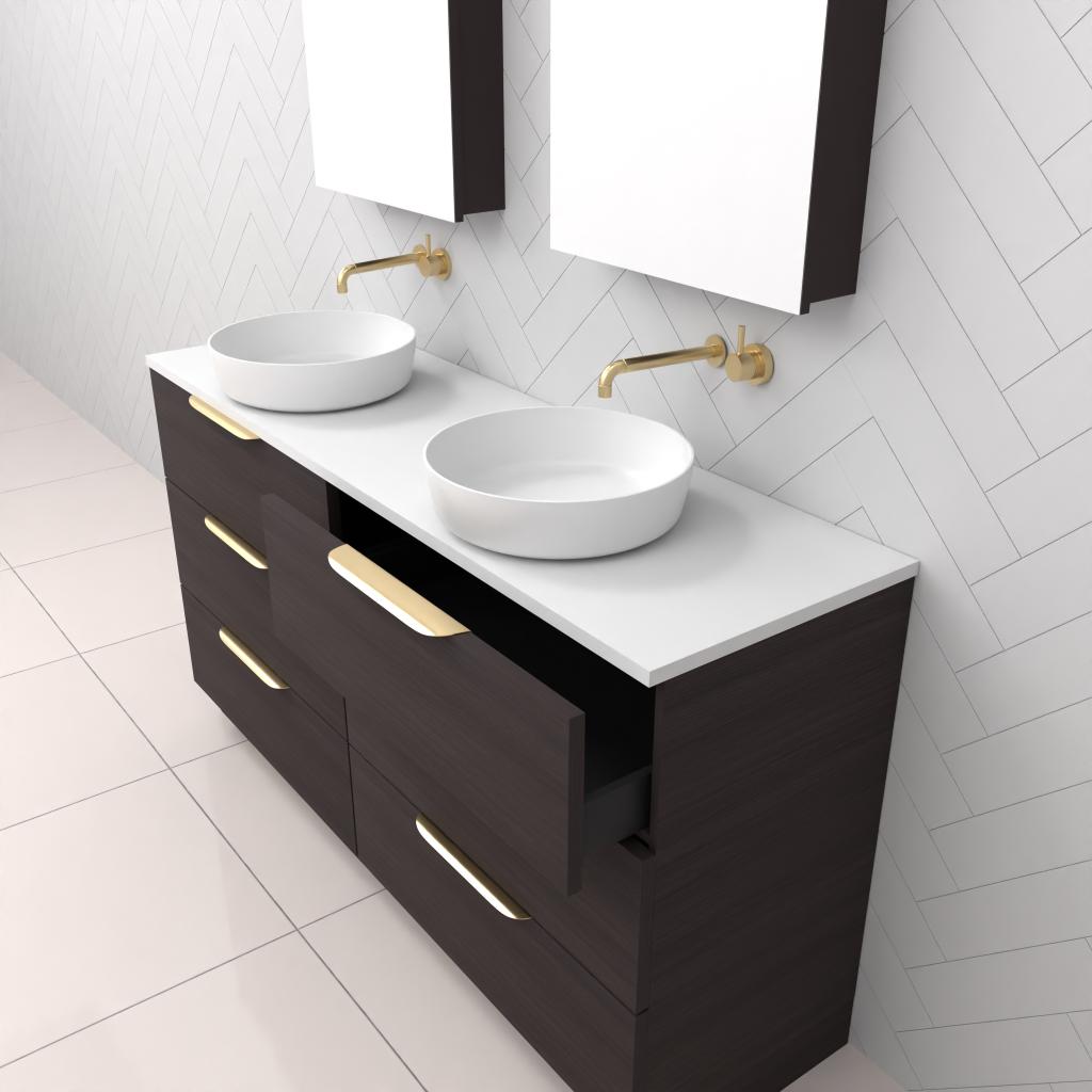 Celeste Trio - 1500mm Espresso Oak Freestanding Vanity
