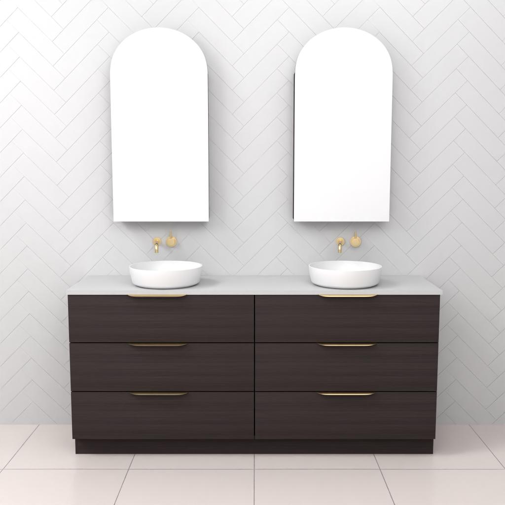 Celeste Trio - 1800mm Espresso Oak Freestanding Vanity