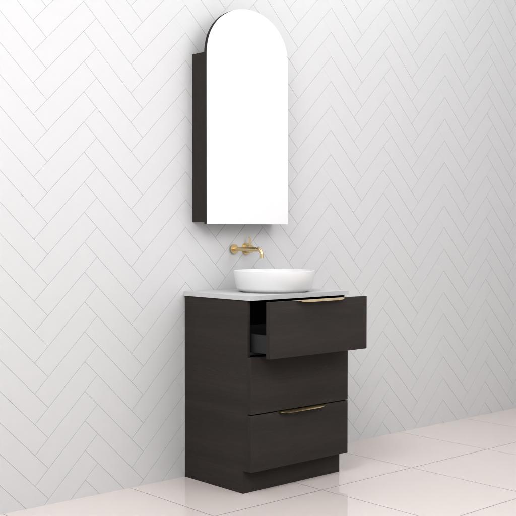 Celeste Trio - 600mm Smoked Onyx Freestanding Vanity