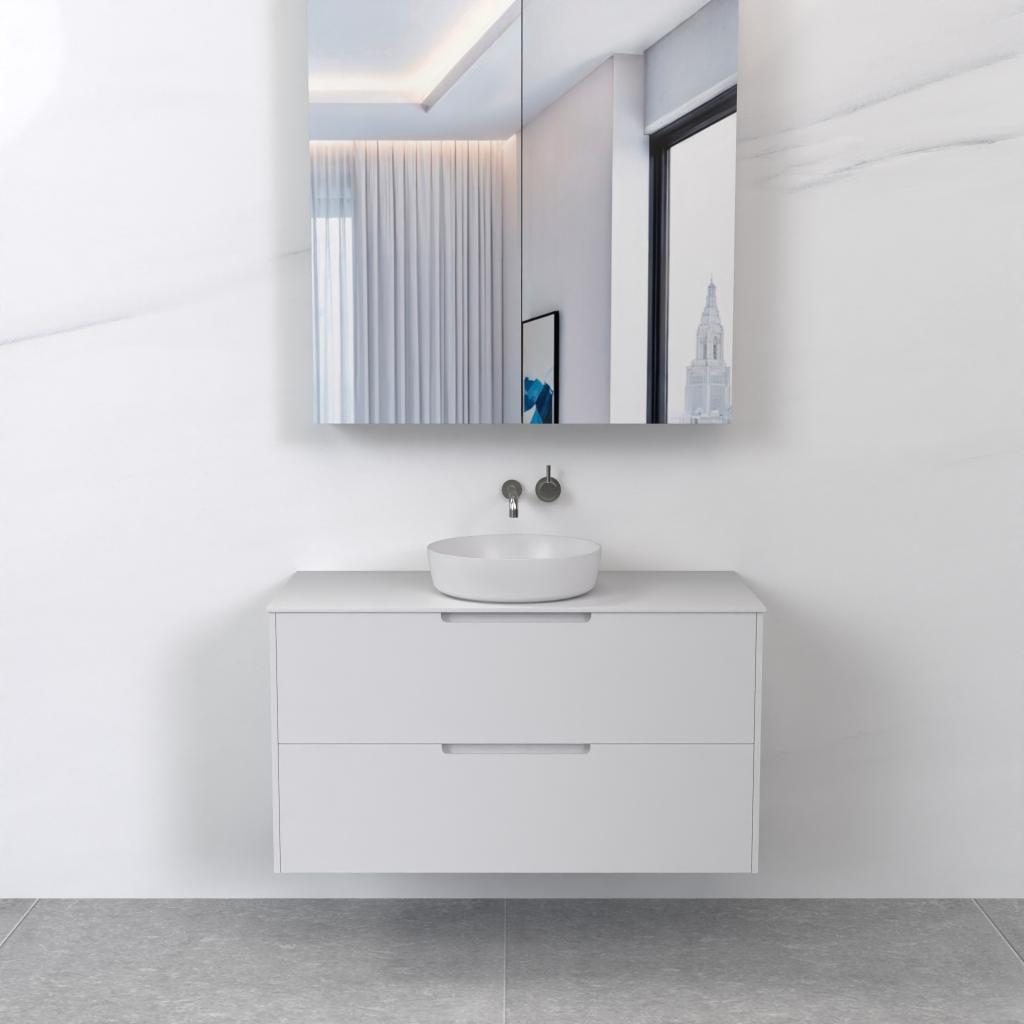 Verona - 900mm Matte White Wall Hung Vanity