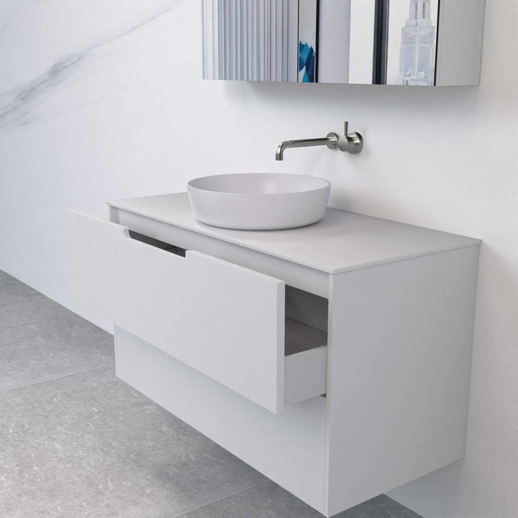 Verona - 900mm Matte White Wall Hung Vanity