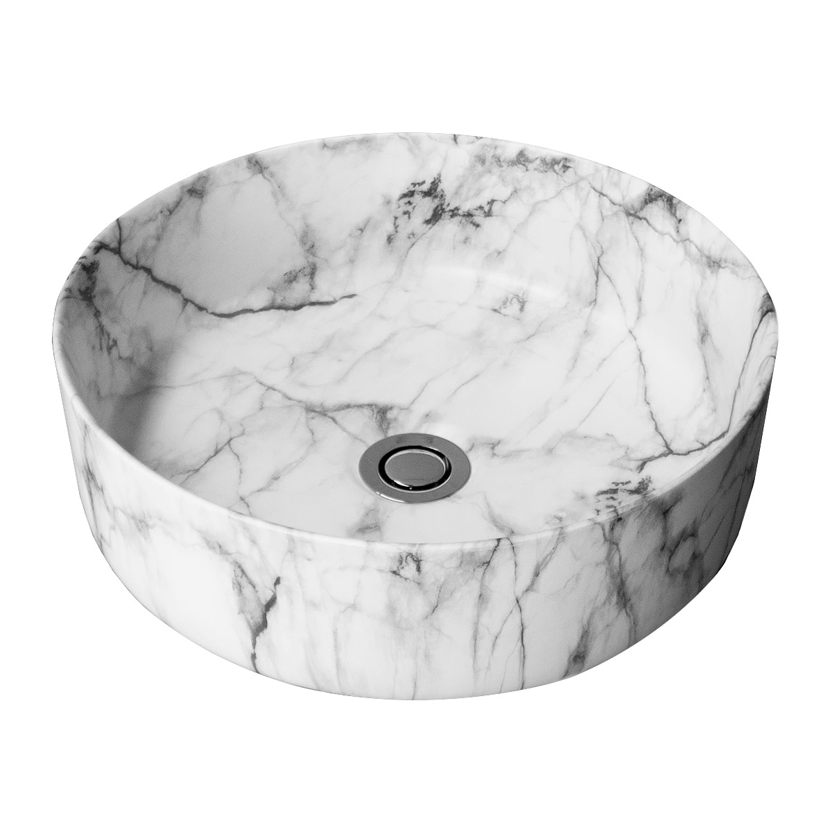 Eris Chich bench mount ceramic basin with marble veins