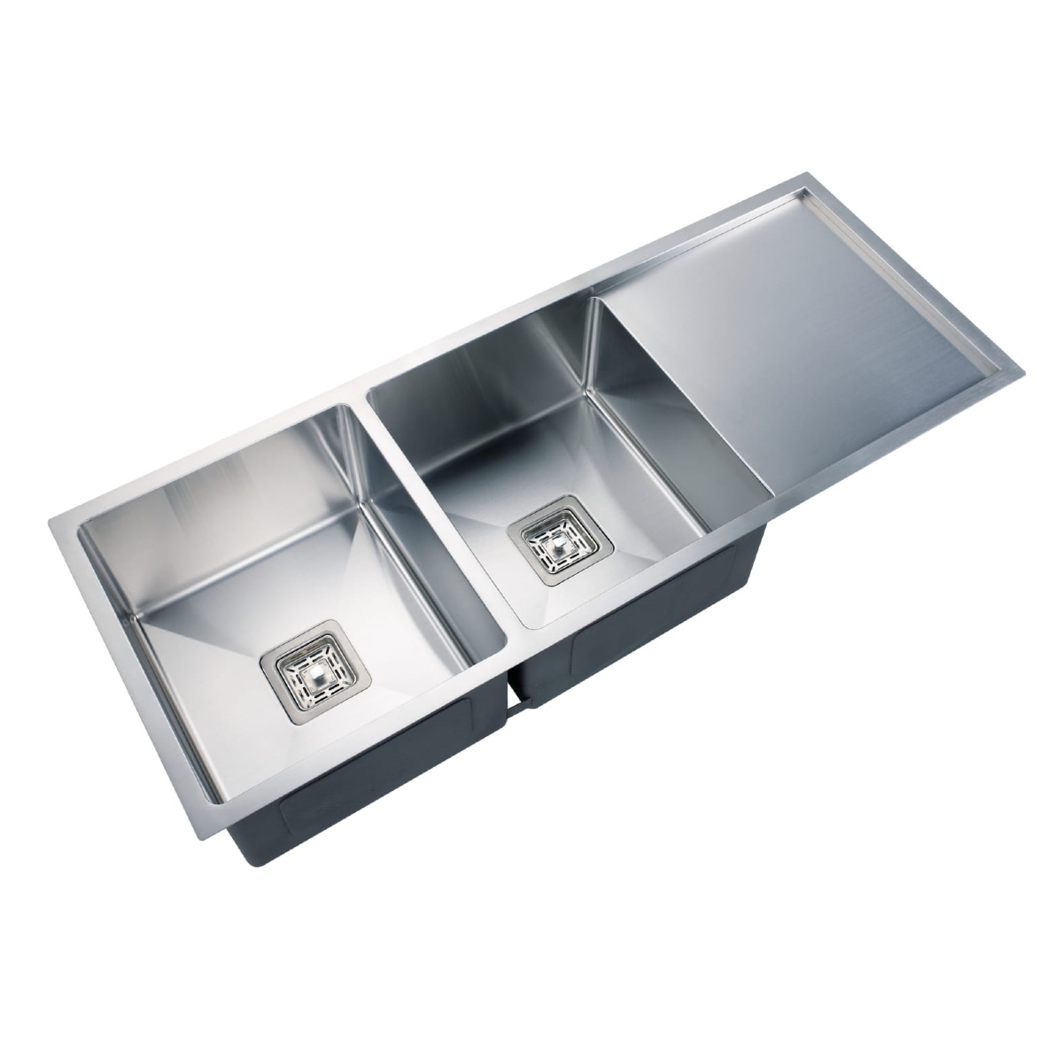 Kitchen Sink Brushed Stainless Steel Double Bowl w Drainer