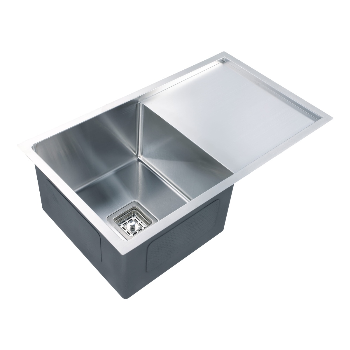 Kitchen Sink Brushed Stainless Steel Single Bowl w Drainer