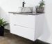 wall mounted vanity matte white double drawer