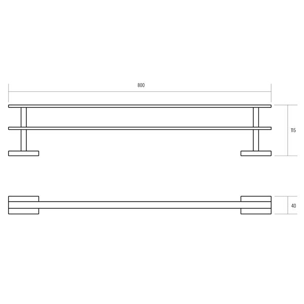 Double towel rail, 800mm, Portia, product specification, bathroom accessories