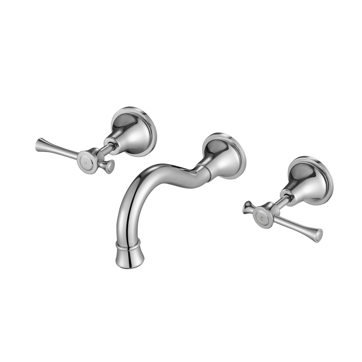Montpellier Traditional Wall Taps & Spout Set Polished Chrome