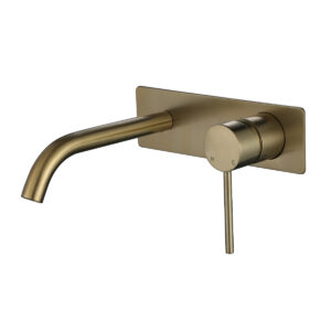 Star Mini Wall Mixer & Spout Combination Brushed Brass