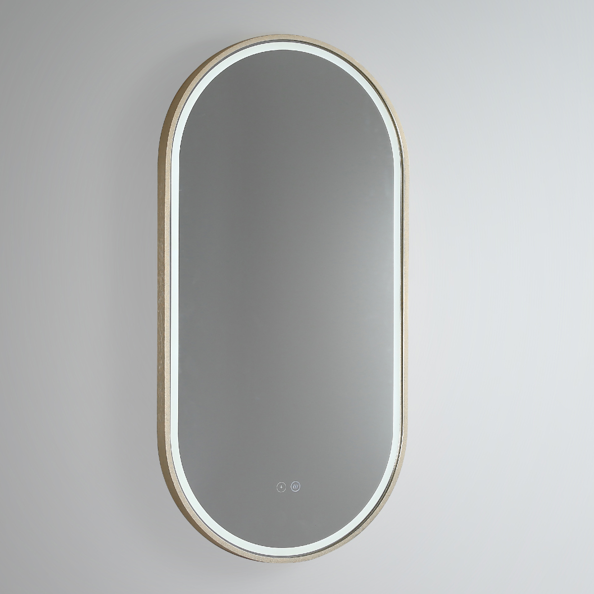 LED Gatsby Mirror W Brushed Brass Frame
