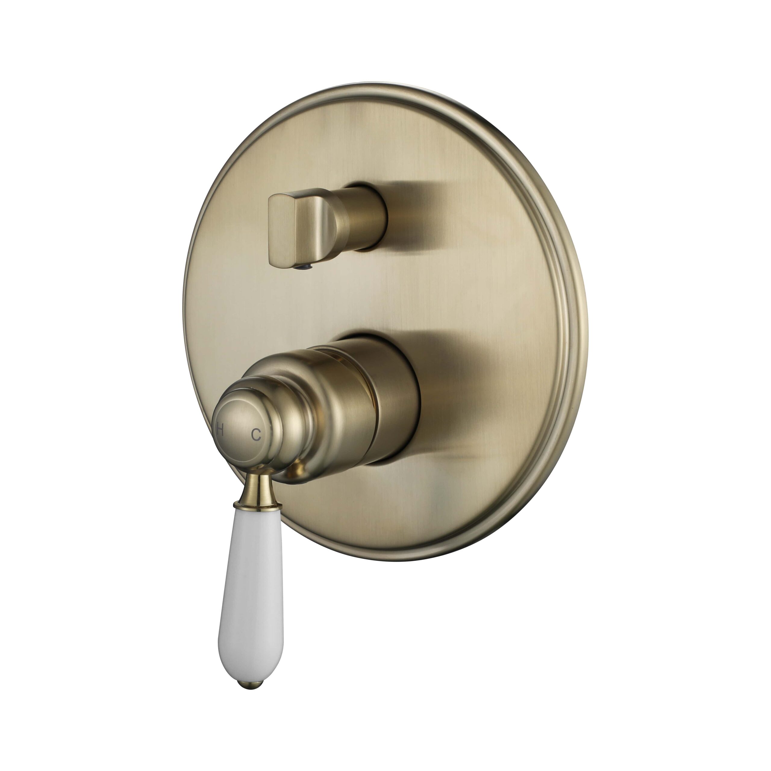 Bordeaux Brushed Brass Wall Mixer w Diverter