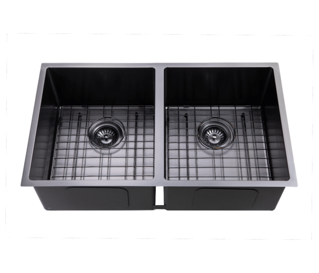 Black Kitchen Sink Double Bowl Undermount Eos Bathware