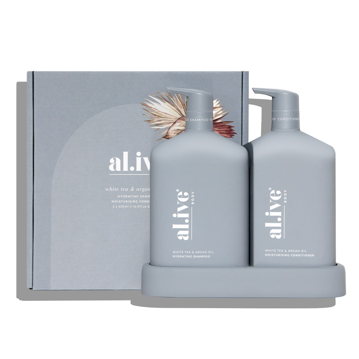 Al.ive White Tea & Argan Shampoo & Conditioner Duo w Box